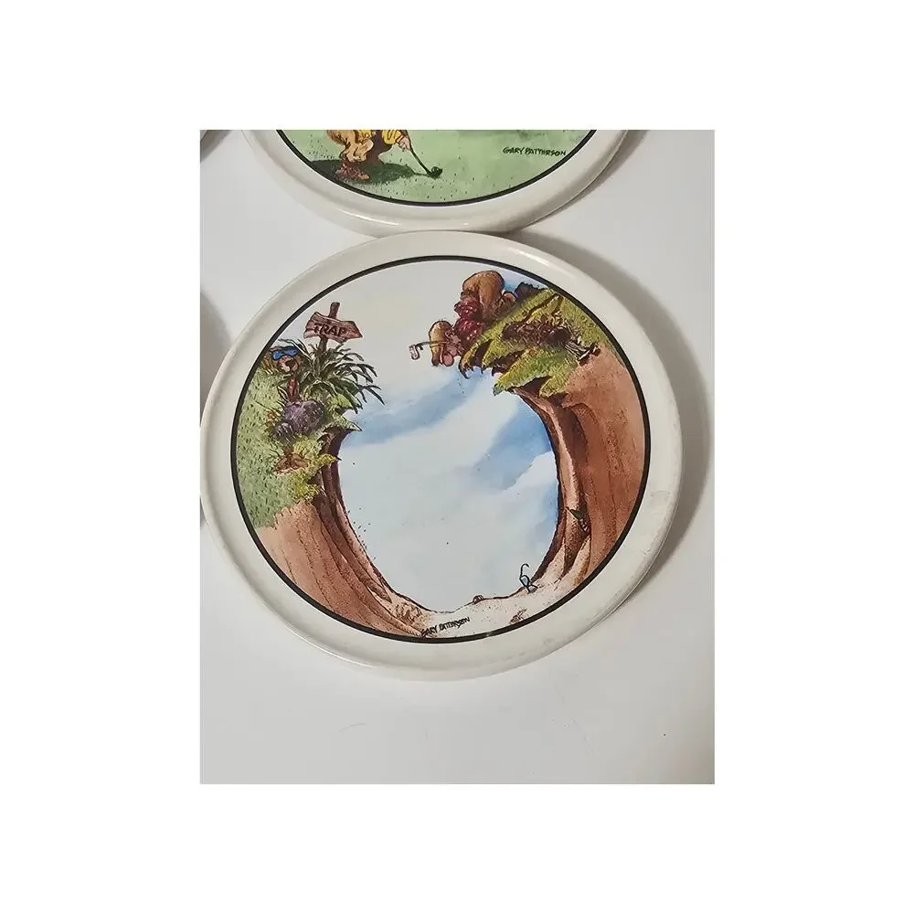 Gary Patterson Golf Cartoon Coasters — Set of 4, Clay Design